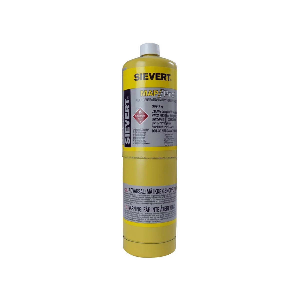 Gassflaske Sievert engangsbeholder MAPP US 400g (24560807)