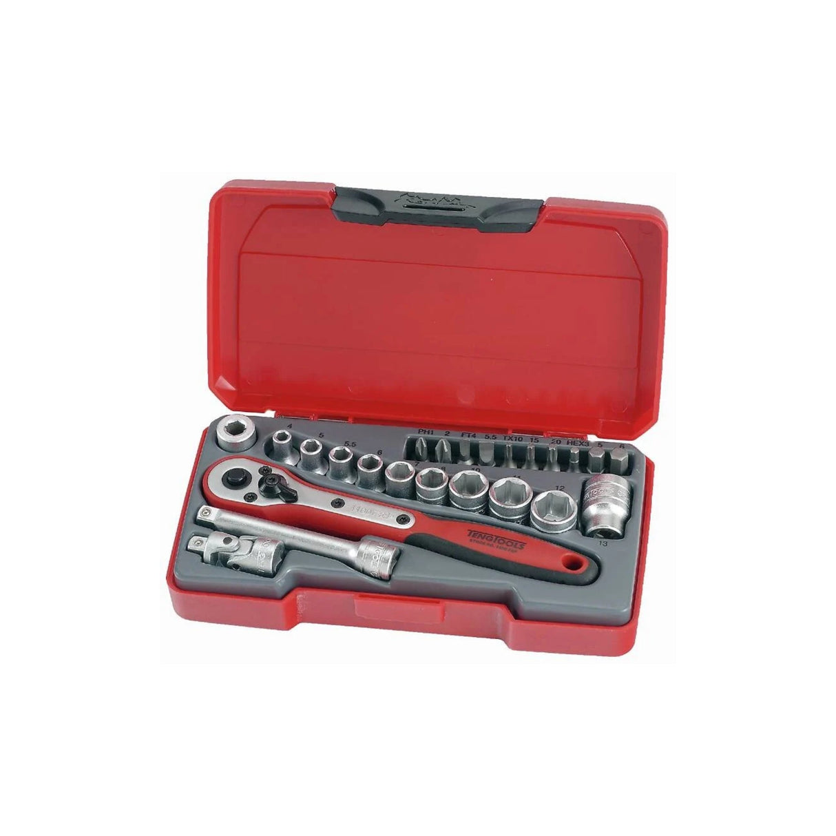 Pipenøkkelsett med 1/4" firkantfeste TengTOOLS T1424