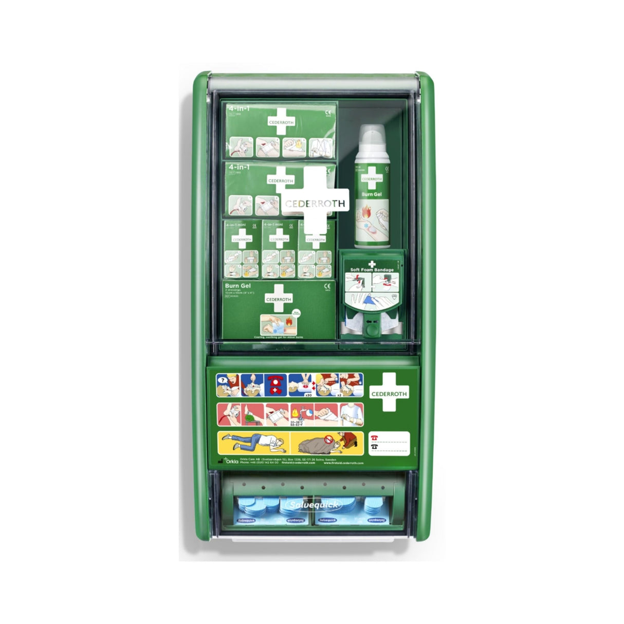 Førstehjelpsstasjon for arbeidsplasser der det er risiko for brannskader.