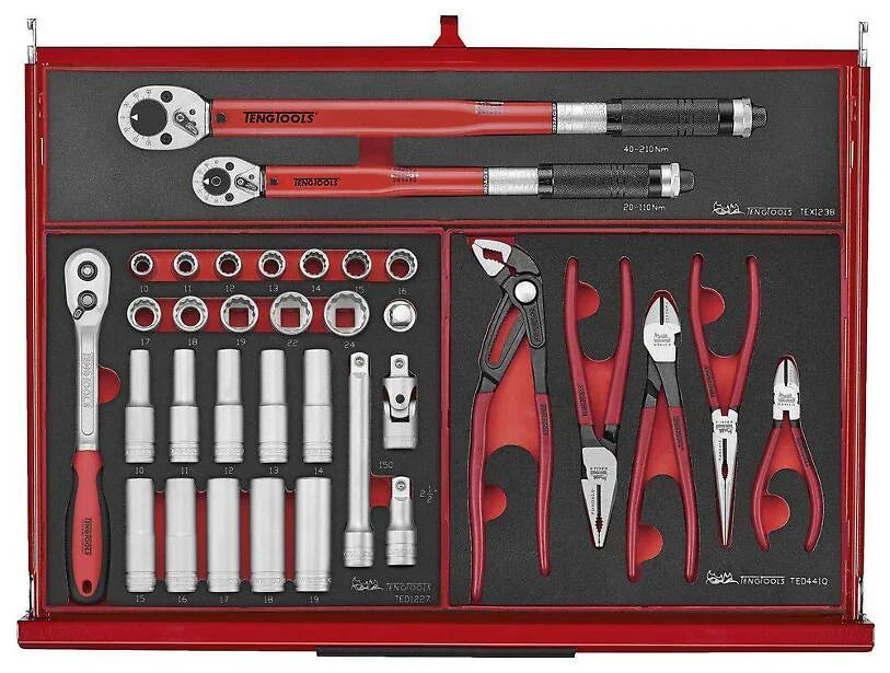 26" PRO35™ stablet verktøysett FOAM 418 deler rød TKS26R418F