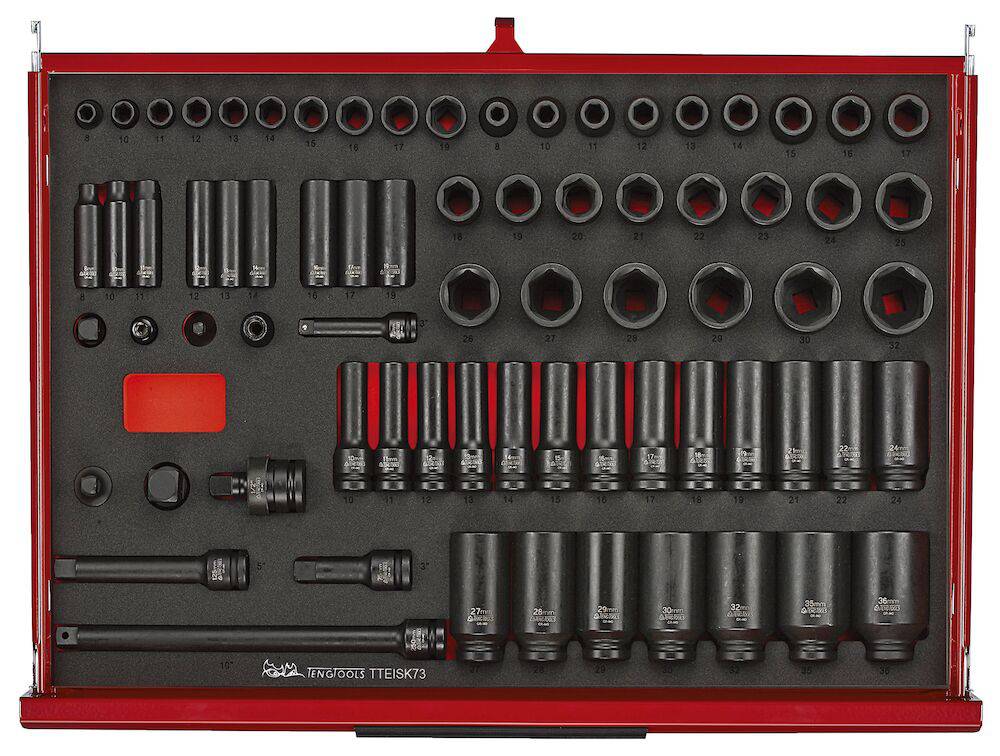 26" PRO35™ stablet verktøysett FOAM 528 deler rød TKS26R528F