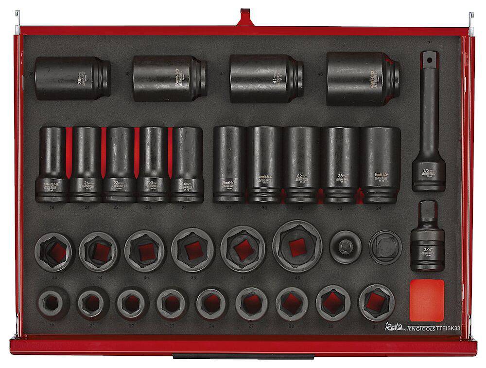 26" PRO35™ stablet verktøysett FOAM 528 deler rød TKS26R528F