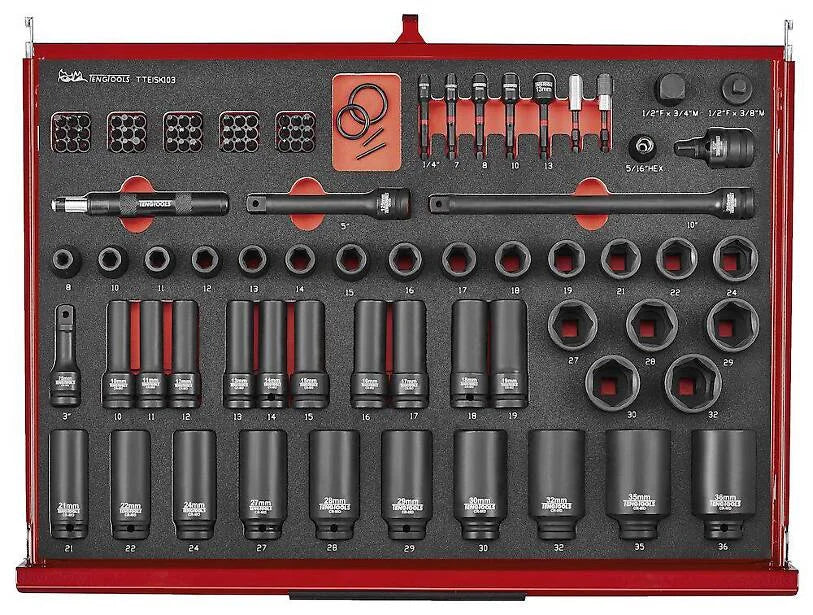 26" PRO35™ stablet verktøysett FOAM 702 deler rød TKS26R702F