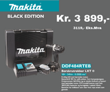 Makita 18V Borskrutrekker LXT ® med 2 Batteri 5Ah og hurtiglader DDF484RTEB - BLACK EDITION