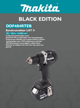 Makita 18V Borskrutrekker LXT ® med 2 Batteri 5Ah og hurtiglader DDF484RTEB - BLACK EDITION